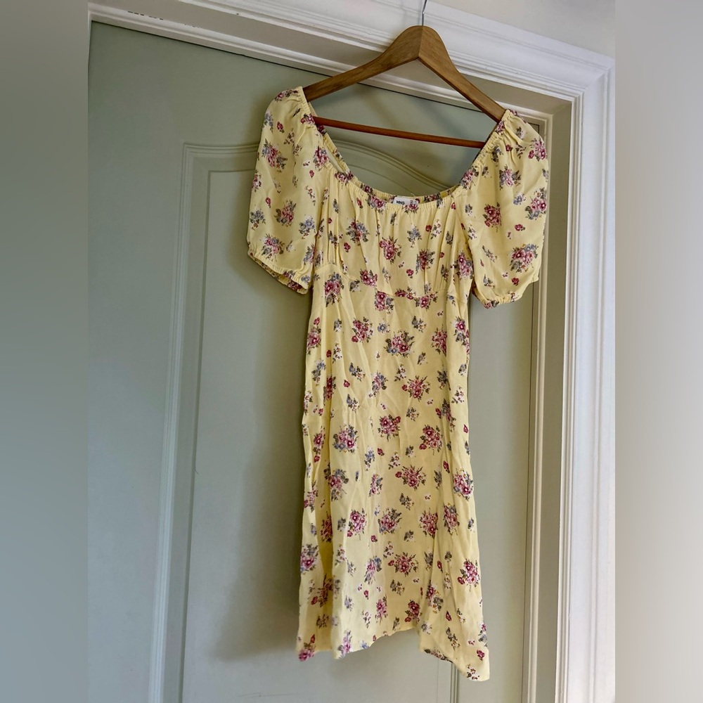 Mango Yellow Floral Smocked Dress